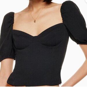 Wilfred Aritzia Novella Puff Sleeve Blouse in Black